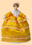 Кукла на чайник для самовара Барышня (фарфор, жёлтая)