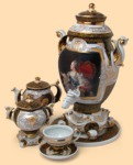 Самовар в наборе фарфоровый Екатерина II (4л, живопись)