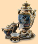 Самовар в наборе фарфоровый Садко (7л, живопись, палех)