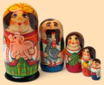Матрёшка Девица с поросенком (5 мест)