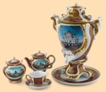 Самовар в наборе фарфоровый Храм Христа Спасителя №1 (4,5л, живопись)