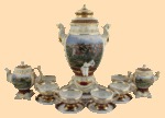 Самовар в наборе фарфоровый Царская Охота №1 (5,5л, живопись)