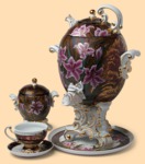 Самовар в наборе фарфоровый Осенние листья (5,5л, живопись)