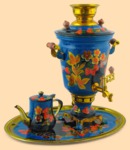 Набор электрический Цветы - ягодки на синем рюмка (4л)