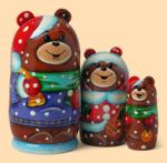 Матрёшка Рождественский медведь (3 места)