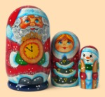 Матрёшка Дед Мороз с часами (3 места)