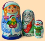 Матрёшка Снегурочка с птичкой (3 места)