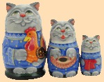 Матрёшка Кот с петухом (3 места)