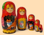 Матрёшка Дашенька и рыжий кот большая (5 мест)