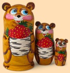 Матрёшка Медведь с клубникой (3 мест)