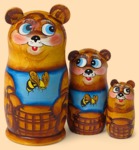 Матрёшка Медведь с пчелой (3 мест)