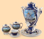 Самовар в наборе фарфоровый Храм Христа Спасителя №2 (4,5л, живопись)