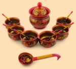 Набор Хохлома Суповой (супница 3 л, плошки 550 мл)