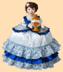 Кукла на чайник для самовара Агафья (синяя, фарфор)