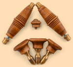 Комплект ручек Барский модель №10К для жарового самовара (деревянные, коричневый цвет ручек, латунь)