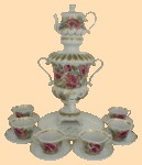 Самовар в наборе фарфоровый Маки на золотом (2,5л, деколь)