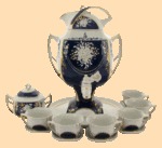 Самовар в наборе фарфоровый Стелла кобальт (4л)